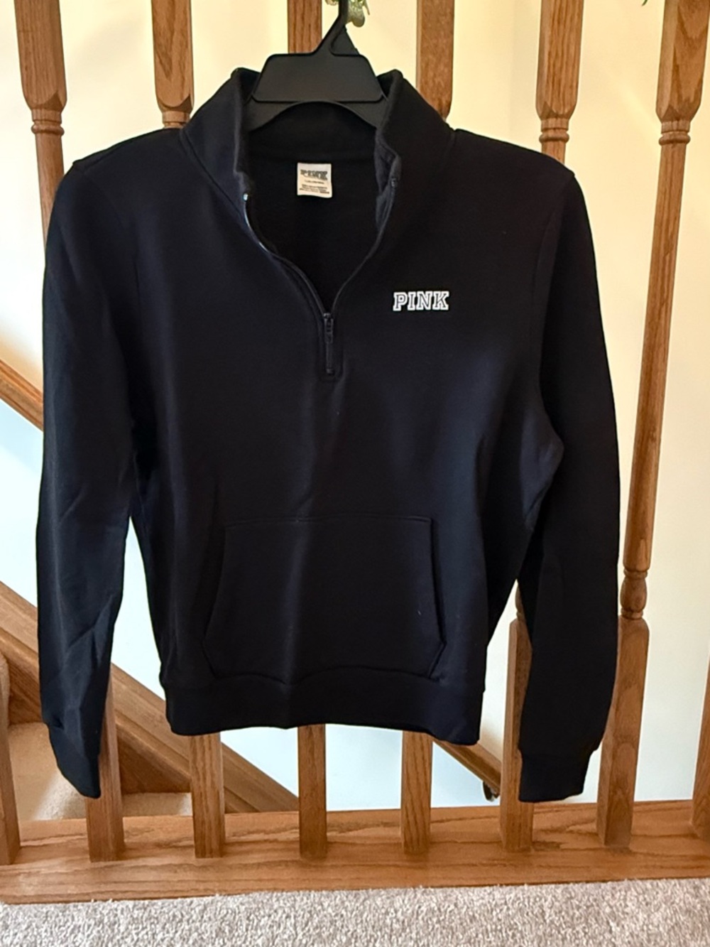 PINK Victoria’s Secret Black Quarter Zip Pullover Sweatshirt Size [L]